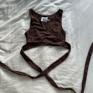 Princess Polly Brown Wrap Crop Top